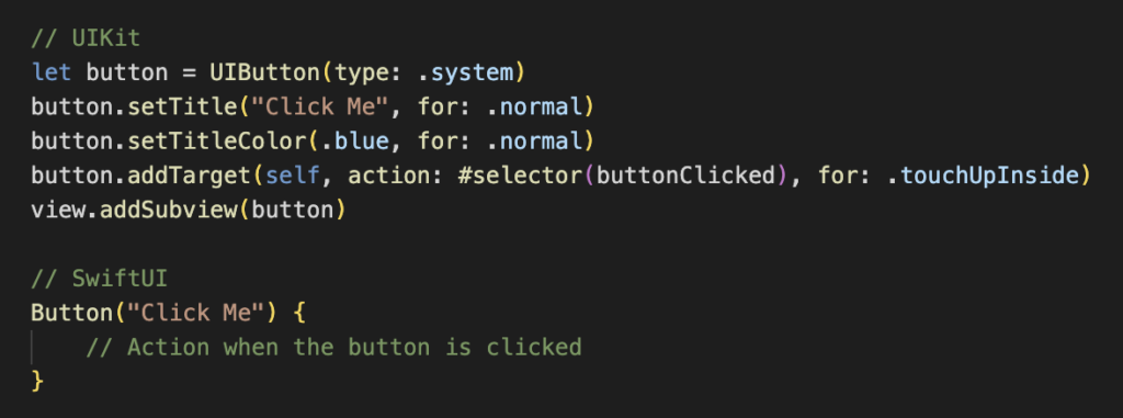 Differences of button configuration in UIKit and SwiftUI.