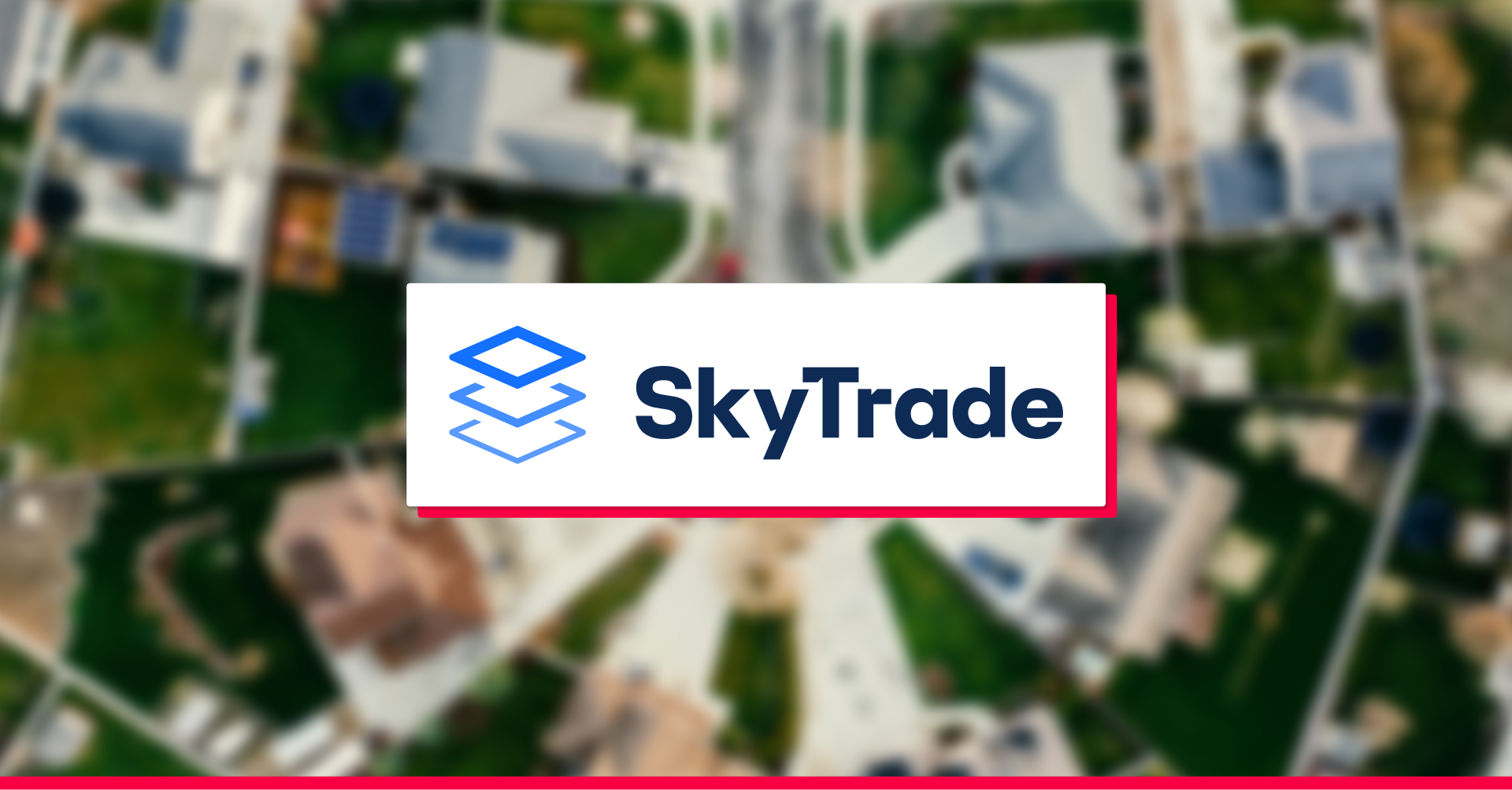 SkyTrade logo with aerial view background
